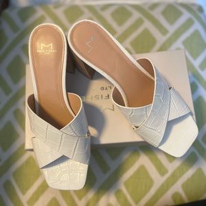 Marc Fisher LTD Saydi slide leather sandals in ivory